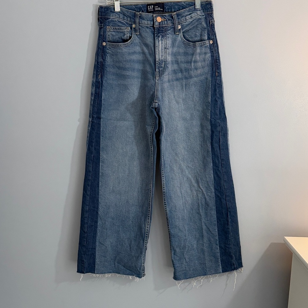 GAP Two-Tone  high rise crop Wide Leg Jeans SZ  29